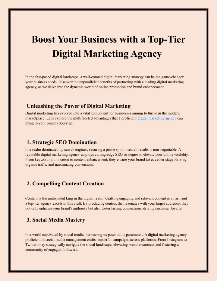 boost your business with a top tier digital