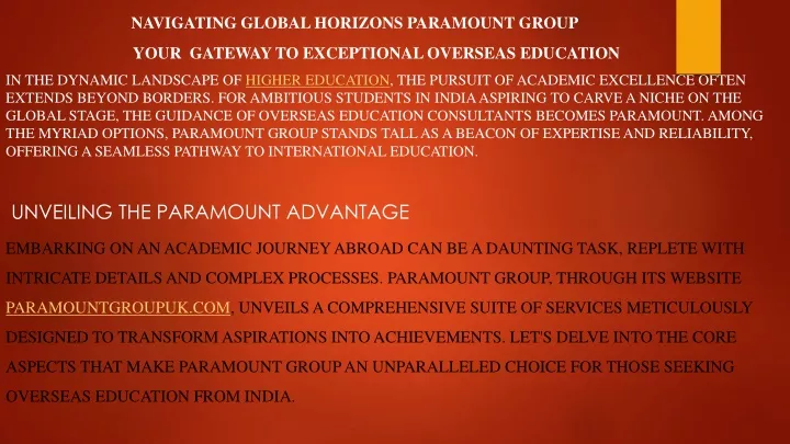 navigating global horizons paramount group