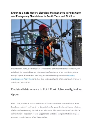 Ensuring a Safe Haven_ Electrical Maintenance in Point Cook and Emergency Electricians in South Yarra and St Kilda