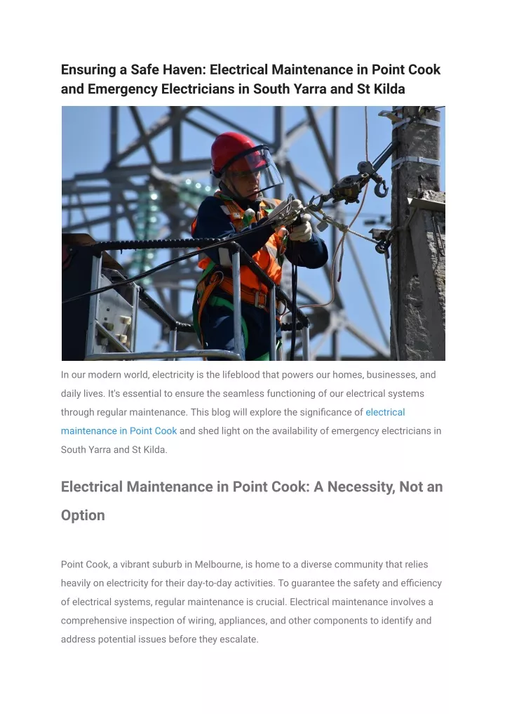 ensuring a safe haven electrical maintenance