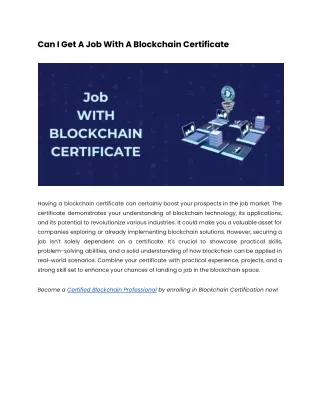 can i get a job with a blockchain certificate