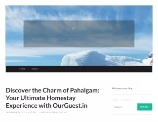 Discover the Charm of Pahalgam - Your Ultimate Homestay Experience with OurGuest.in