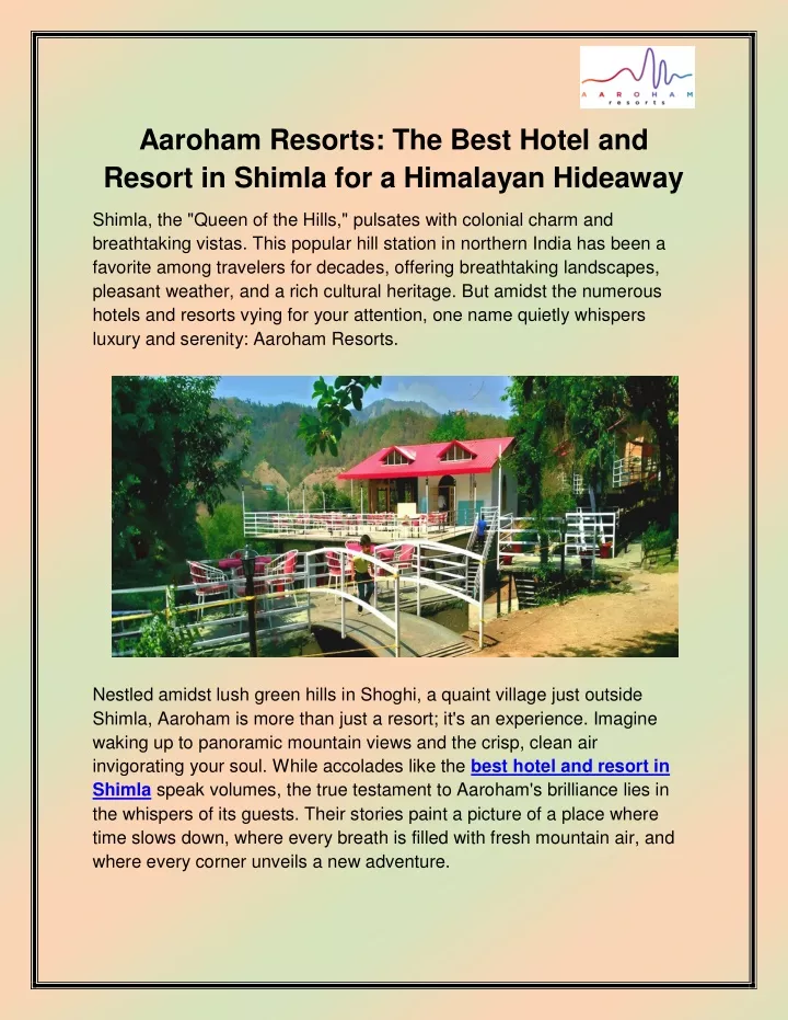 aaroham resorts the best hotel and resort