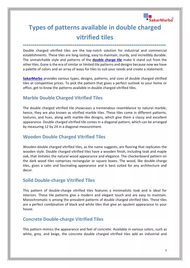 types of patterns available in double charged