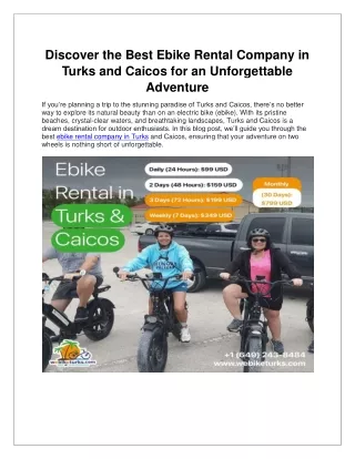 Discover the Best Ebike Rental Company in Turks