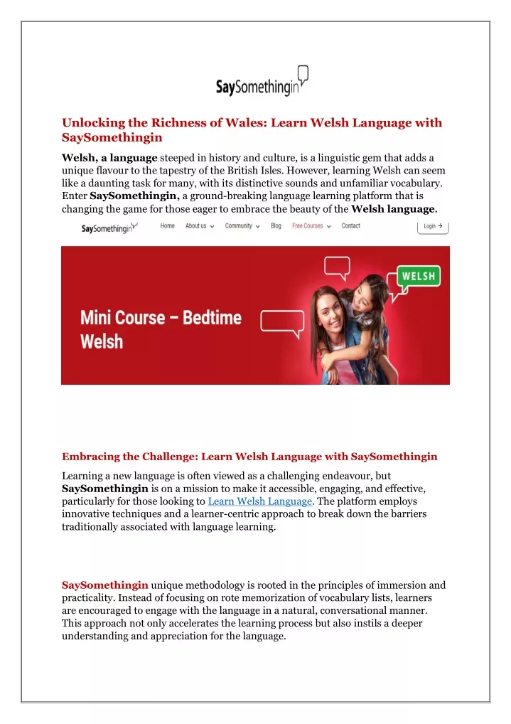 unlocking the richness of wales learn welsh