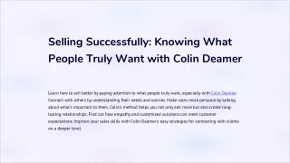 Selling Successfully: Knowing What People Truly Want with Colin Deamer