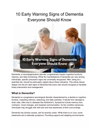 10 Early Warning Signs of Dementia Everyone Should Know