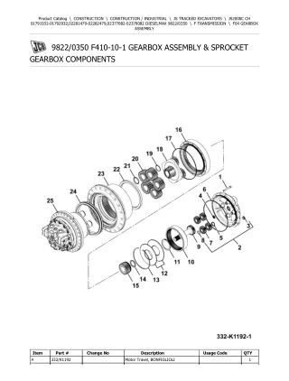 JCB JS200SC CH DIESELMAX TRACKED EXCAVATOR Parts Catalogue Manual (Serial Number 02377082-02379082)