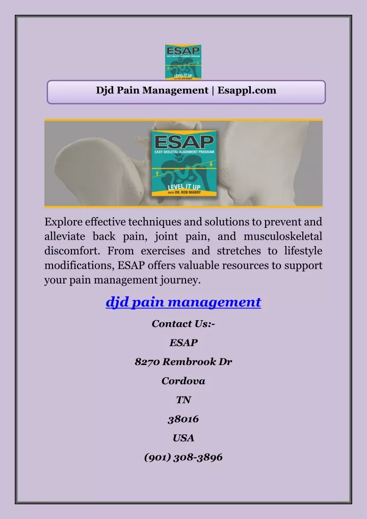 djd pain management esappl com