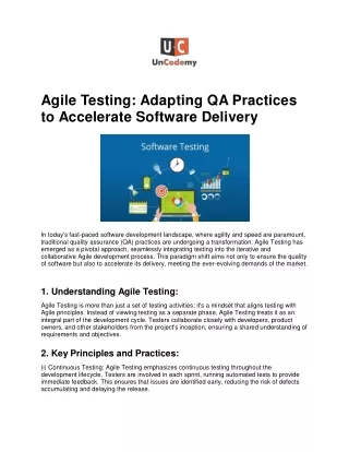 agile testing adapting qa practices to accelerate