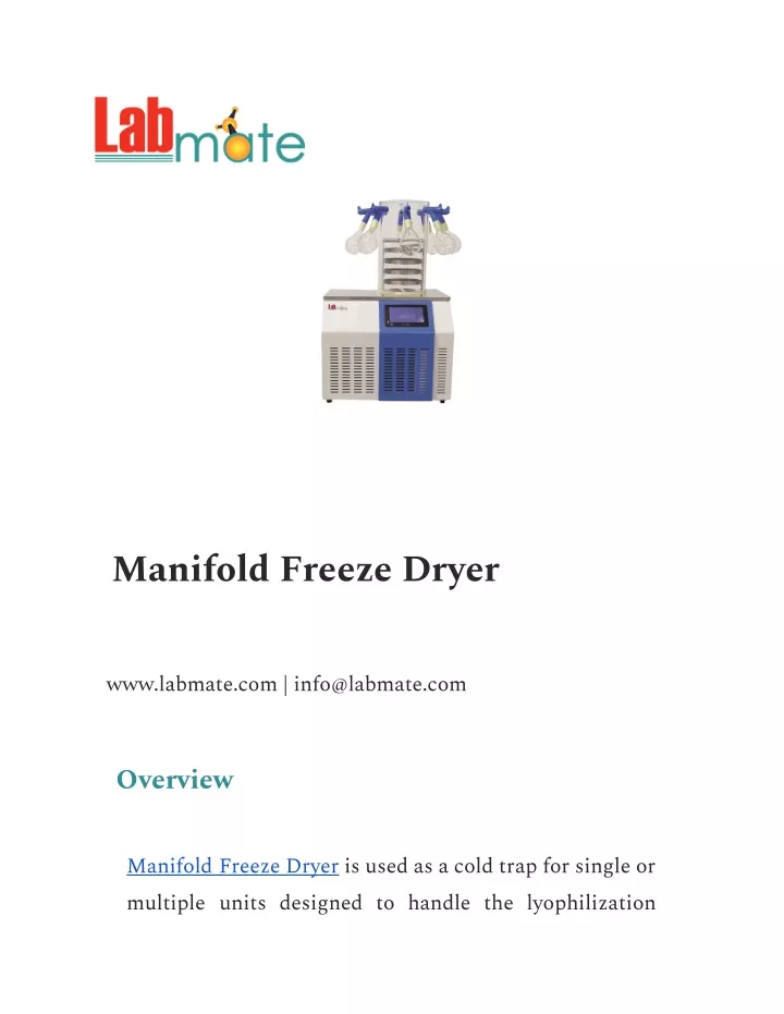 manifold freeze dryer