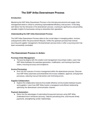 The SAP Ariba Downstream Process