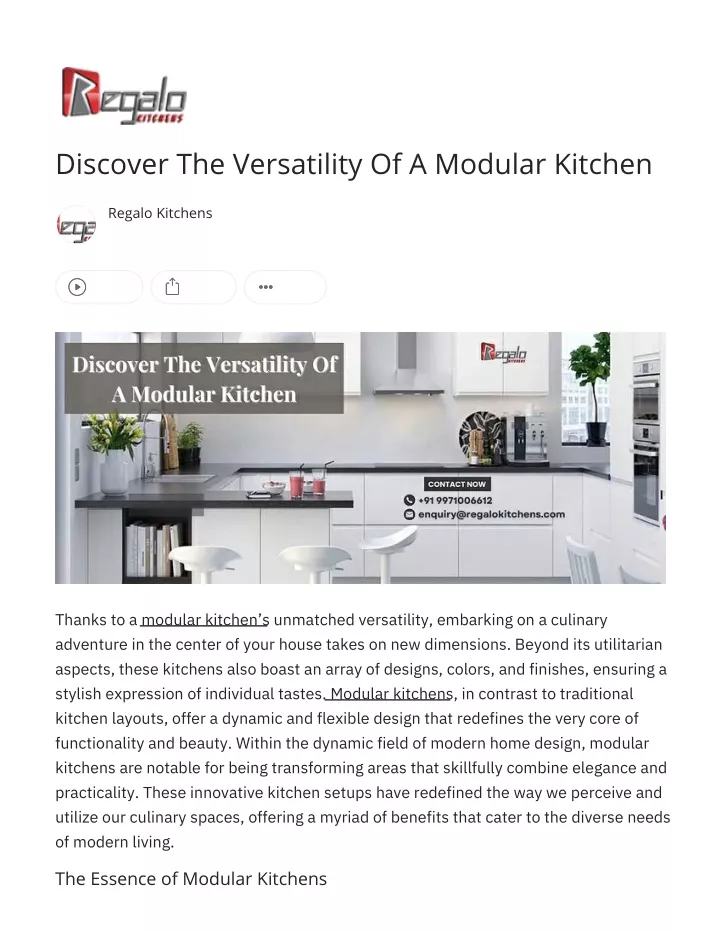 discover the versatility of a modular kitchen