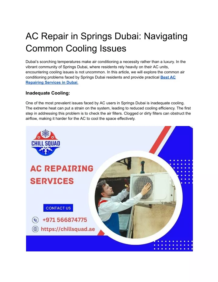 ac repair in springs dubai navigating common