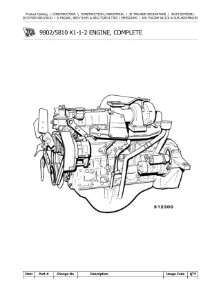 JCB JS210 TRACKED EXCAVATOR Parts Catalogue Manual (Serial Number 00705001-00707999)