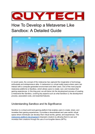 How To Develop a Metaverse Like Sandbox