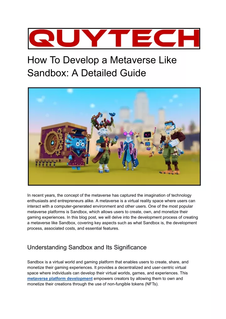 how to develop a metaverse like sandbox