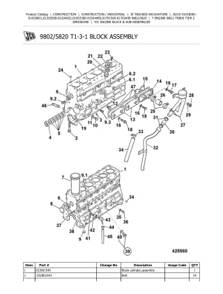 JCB JS210 TRACKED EXCAVATOR Parts Catalogue Manual (Serial Number 01503300-01504499)