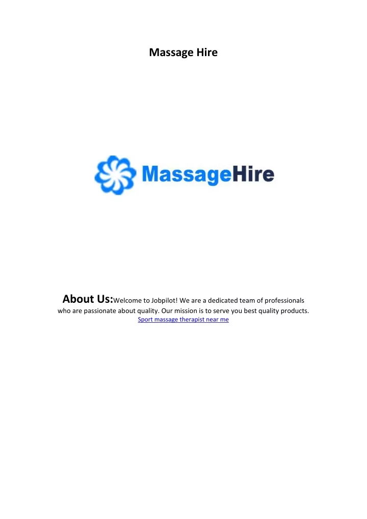 massage hire