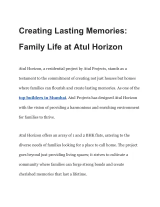 Creating Lasting Memories_ Family Life at Atul Horizon