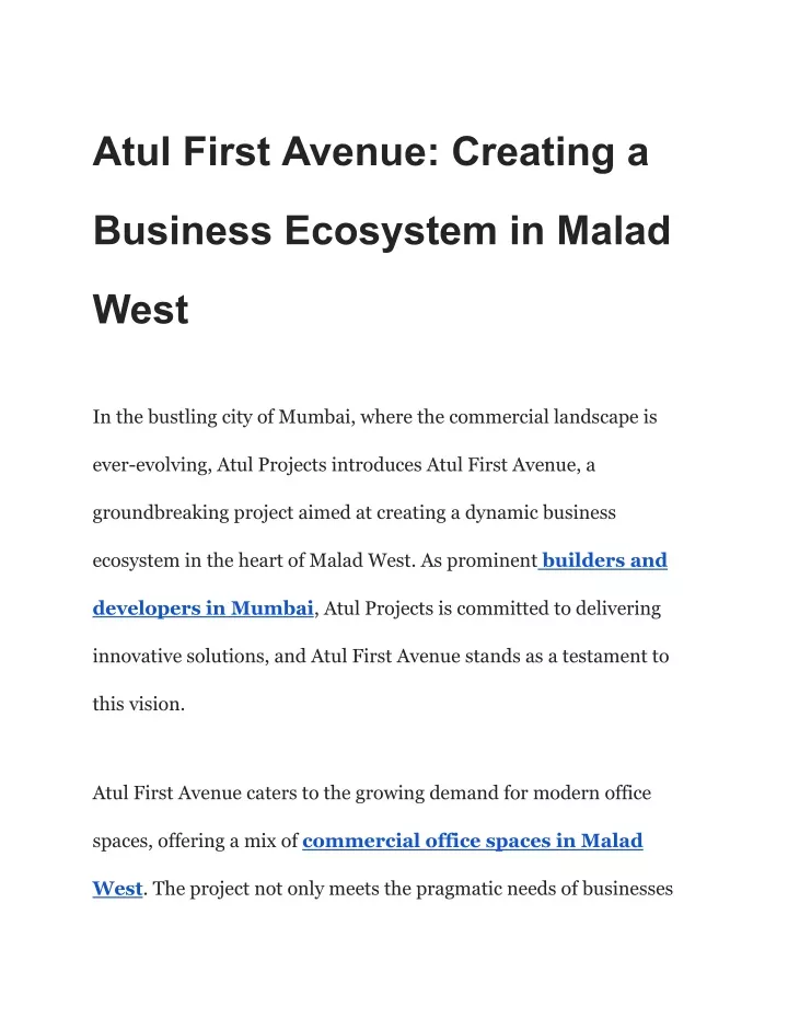 atul first avenue creating a