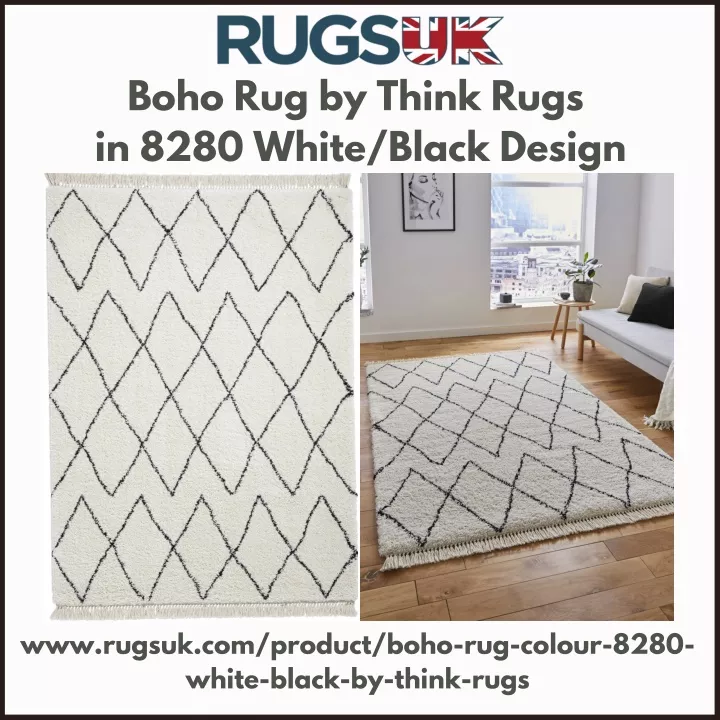 boho rug by think rugs in 8280 white black design