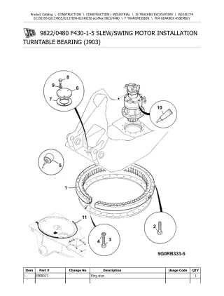 JCB JS210LC T4 ecoMax TRACKED EXCAVATOR Parts Catalogue Manual (Serial Number 02135355-02137855)