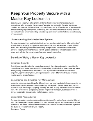 master key locksmith