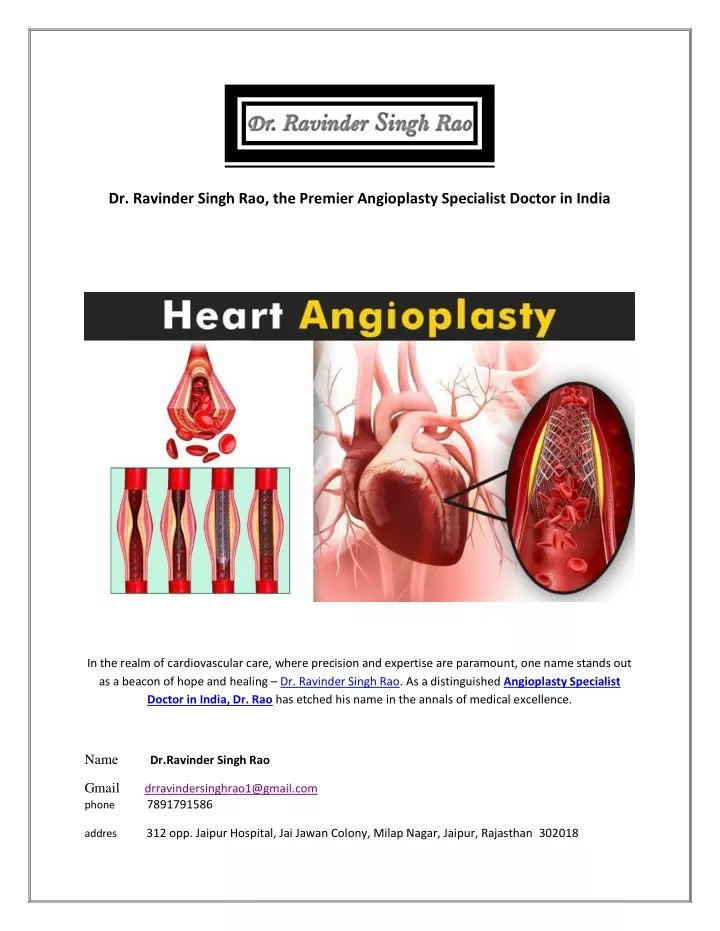 dr ravinder singh rao the premier angioplasty