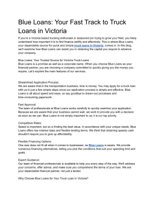 Best Truck Loans in Victoria