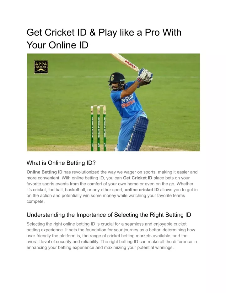 get cricket id play like a pro with your online id