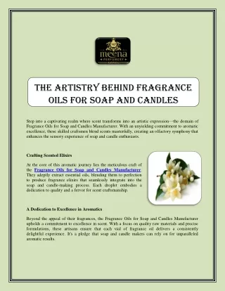 Fragrance Oils for Soap and Candles Manufacturer