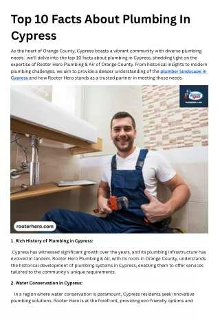 Top 10 Facts About Plumbing In Cypress