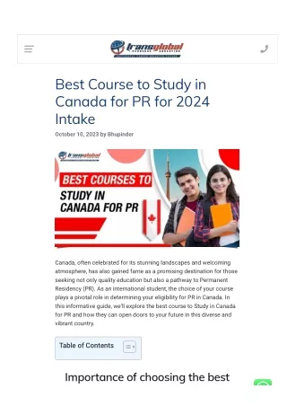 best course to study in canada for pr