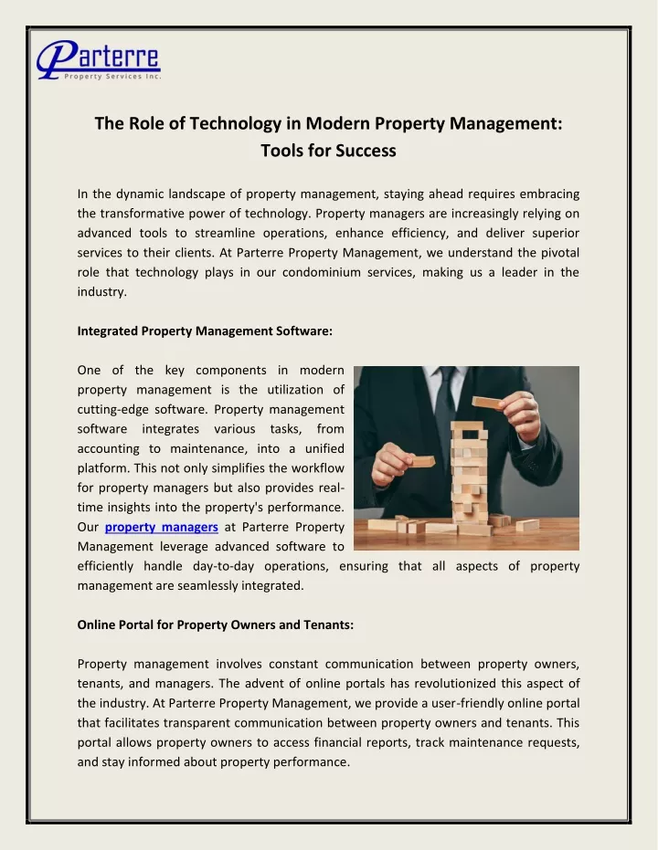 the role of technology in modern property