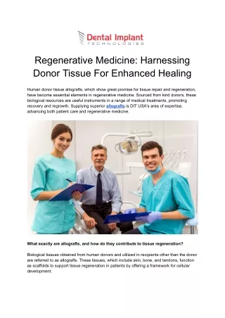 Regenerative Medicine_ Harnessing Donor Tissue For Enhanced Healing