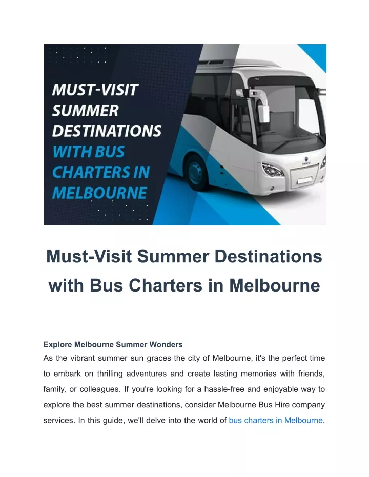 must visit summer destinations with bus charters