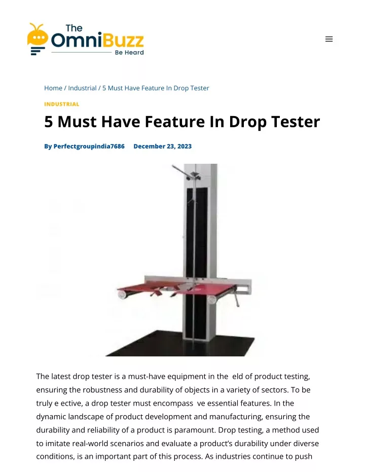 home industrial 5 must have feature in drop tester