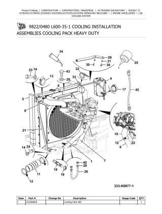 JCB JS220LC T2 DIESELMAX TRACKED EXCAVATOR Parts Catalogue Manual (Serial Number 01782453-01786451)