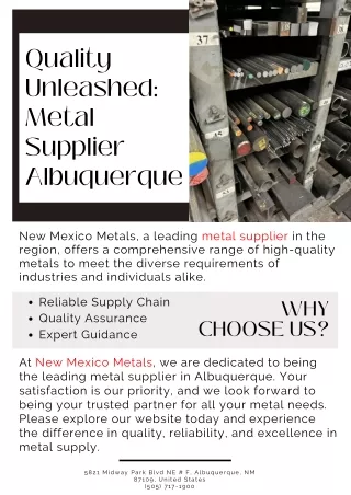 Quality Unleashed: Metal Supplier Albuquerque