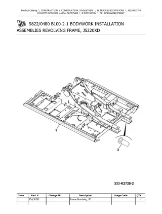 JCB JS220NXD T4 TRACKED EXCAVATOR Parts Catalogue Manual (Serial Number 02140357-02142857)