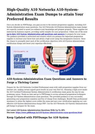 A10-System-Administration Exam Dumps Specialists Tactic For Preparation