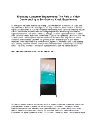 Elevating Customer Engagement: The Role of Video Conferencing in Self-Service Ki