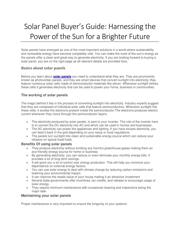 solar panel buyer s guide harnessing the power