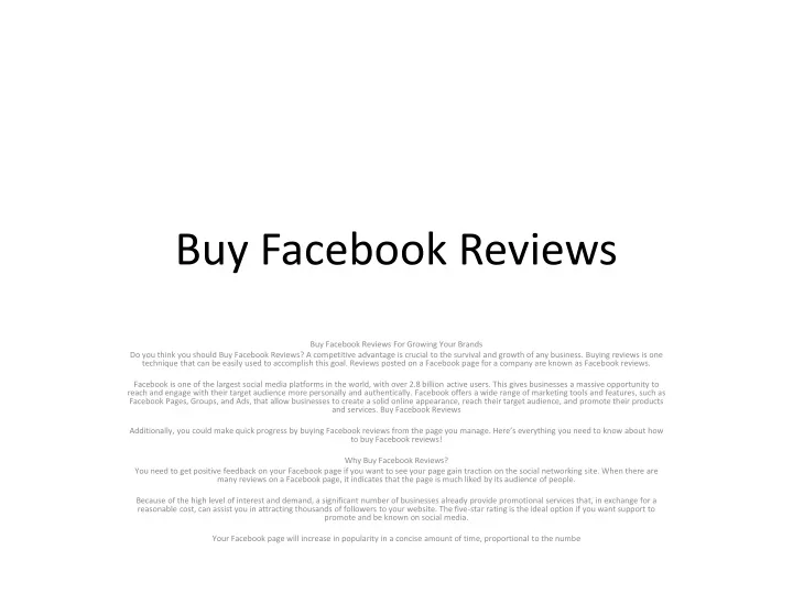 buy facebook reviews