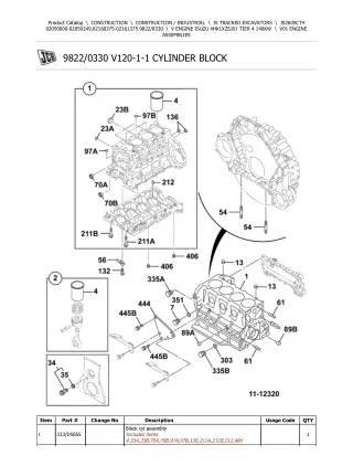 JCB JS260SC T4 TRACKED EXCAVATOR Parts Catalogue Manual (Serial Number 02050000-02050249)