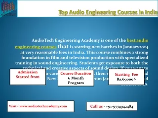 Best Audio Engineering Course in Just Rs.69000