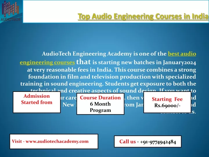 top audio engineering courses in india