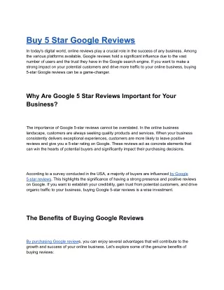 Buy 5 Star Google Reviews